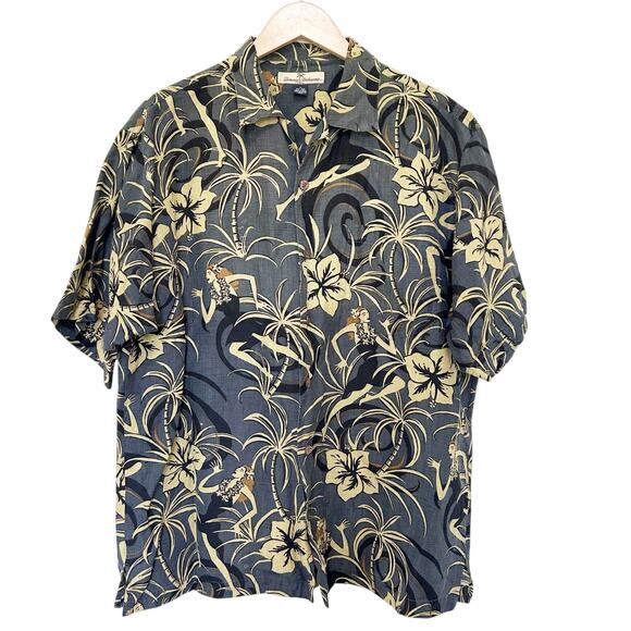 Tommy Bahama Silk Linen Blend Hawaiian Short Sleeve Button Down Sz M - Picture 2 of 4